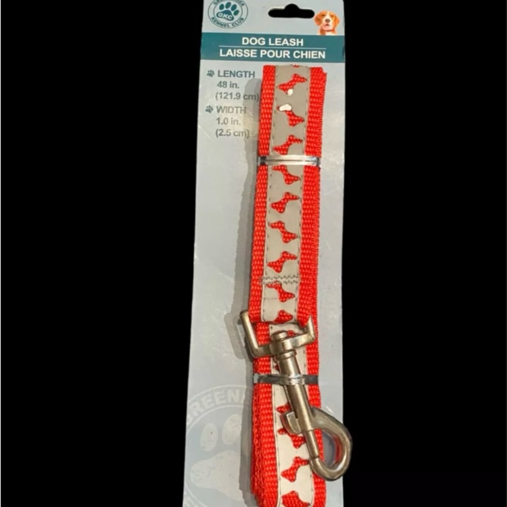 Greenbrier Kennel Club Large Dog Leash 48" Long x 1" Wide Red & Gray Bones NEW - Picture 5 of 5